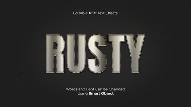 Редактируемые текстовые эффекты rusty metal psd