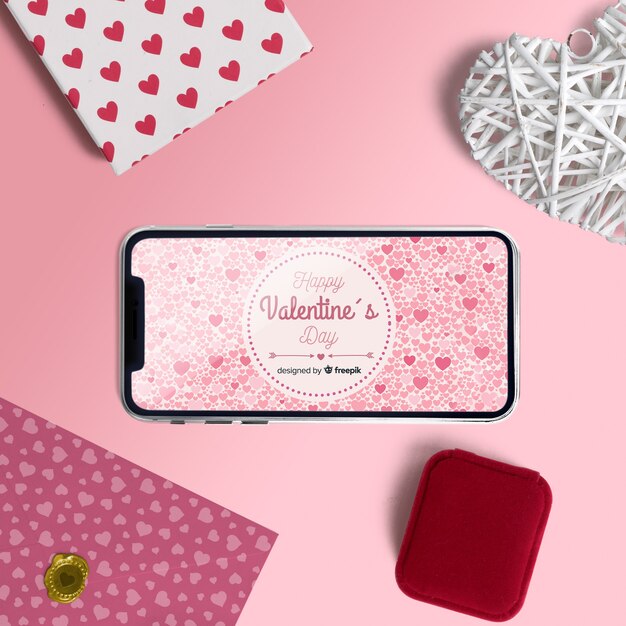 Editable scene creator mockup with valentines day concept