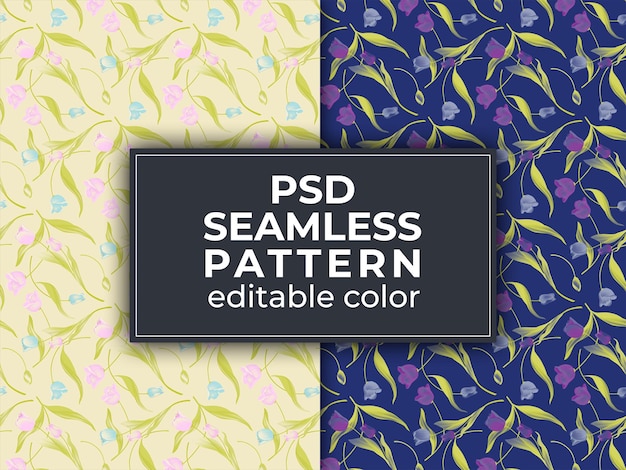 PSD editable seamless pattern background with tulip flowers