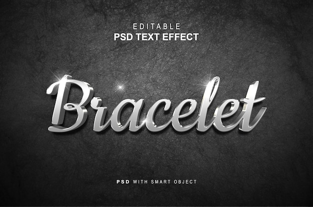 PSD editable silver text effect bracelet template