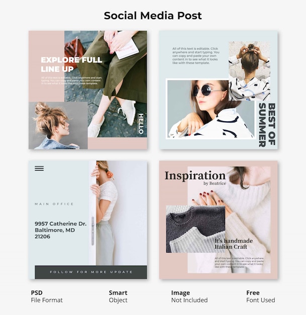 Editable simple fashion square social post banner template