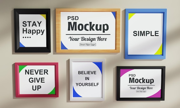 PSD editable six-frame mockup minimalist