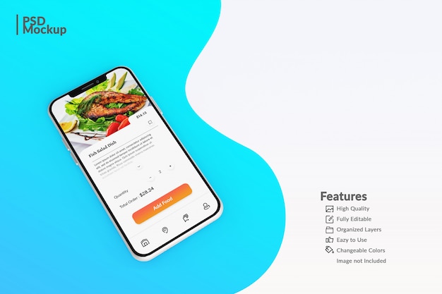 Editable smartphone mock ups to display food app concept template