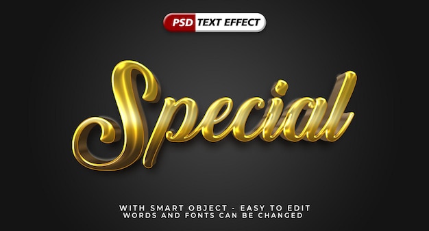 Editable special text effect 3d style