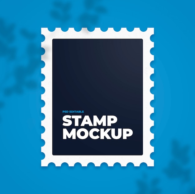 PSD timbro modificabile su sfondo blu mockup