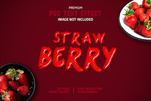 Editable strawberry text effect template