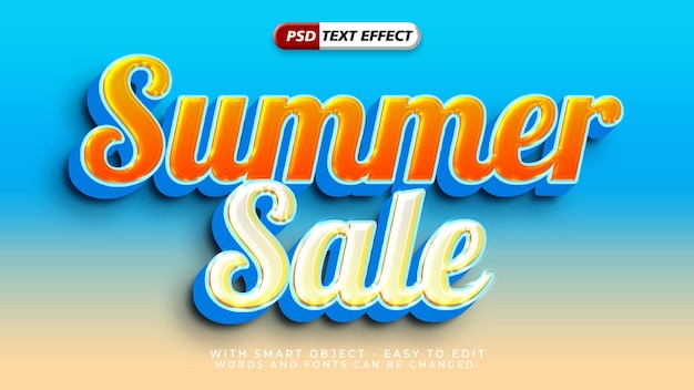 Editable summer sale text effect with 3d style