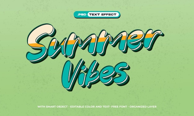 PSD editable summer text effect with green background