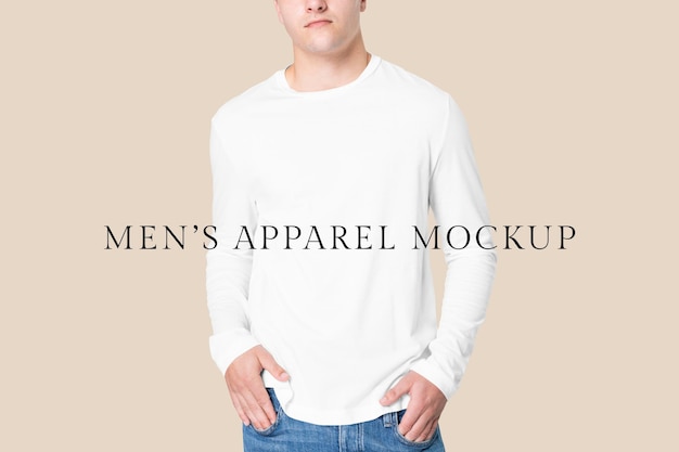 Editable t-shirt psd mockup template long sleeve winter apparel shoot