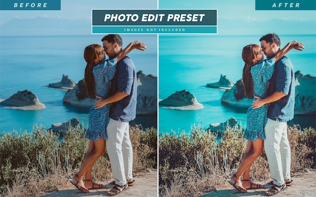 Editable teal instagram photo edit filter preset for pre wedding photography editing