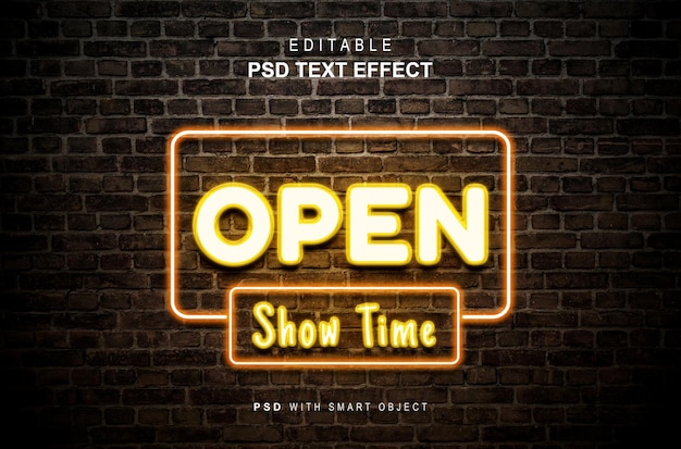 PSD editable template neon text effect