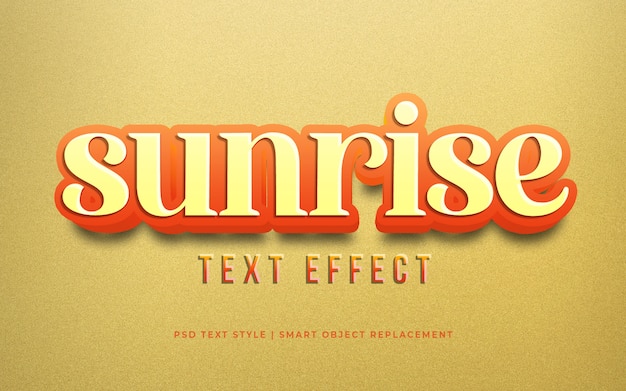 Editable tex effect, sunrise yellow bright 3d text style effect