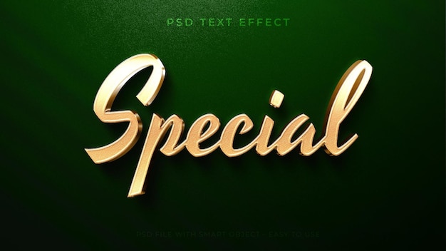 Editable text 3d effect with gold metal texture