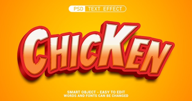 PSD editable text chicken with 3d style effect