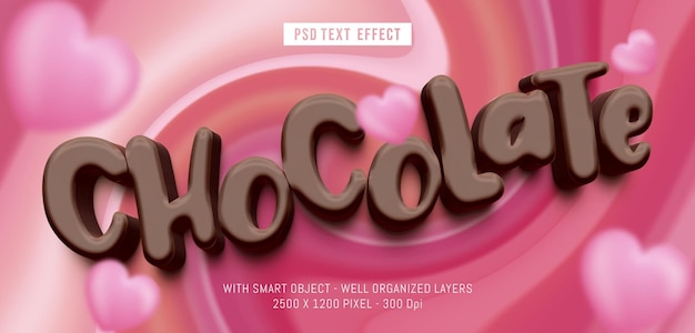 Editable text chocolate style with 3d effect