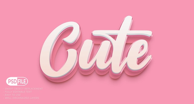 Editable text cute with 3d style effect