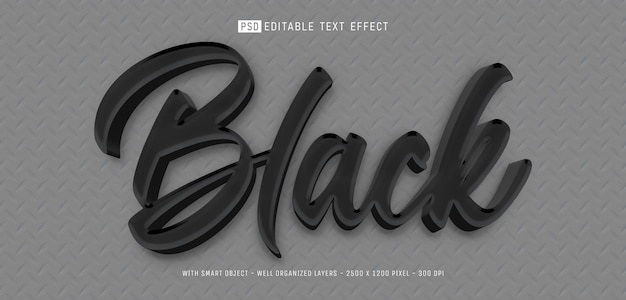 PSD editable text effect black 3d style