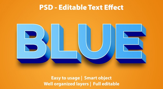 Effetti di testo modificabili blu premium