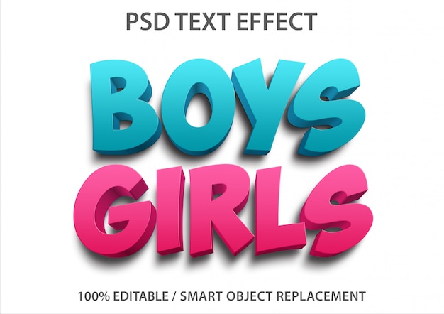 Редактируемый текстовый эффект boys and girls