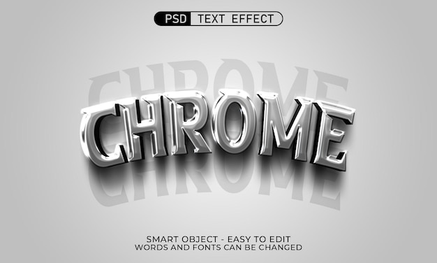 Editable text effect chrome with 3d style