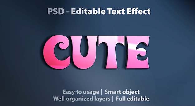 Editable text effect cute pink