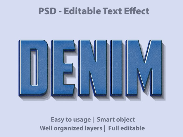 Редактируемый текстовый эффект denim premium
