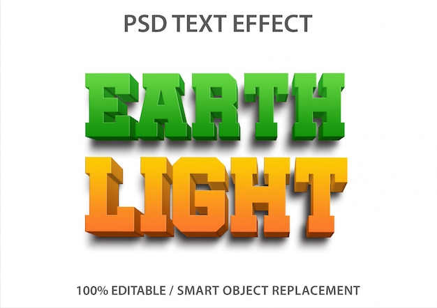 PSD 編集可能なテキスト効果地球光