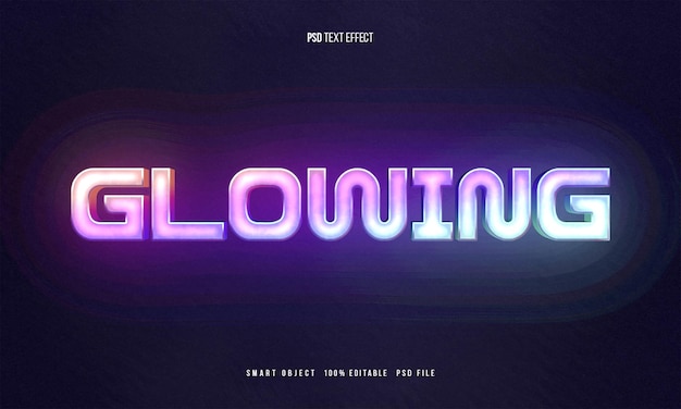 Editable text effect in a glowing 3d neon style