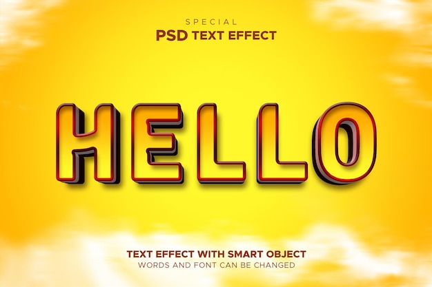 PSD Редактируемый текстовый эффект привет стиль