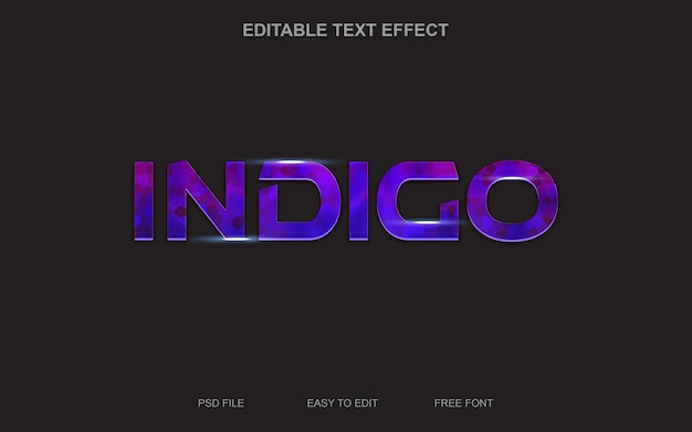 PSD editable text effect indigo style psd