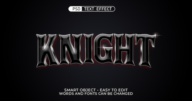 Editable text effect knight 3d style