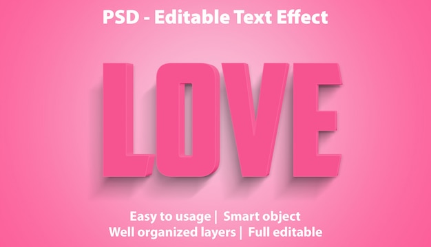 Editable text effect love premium