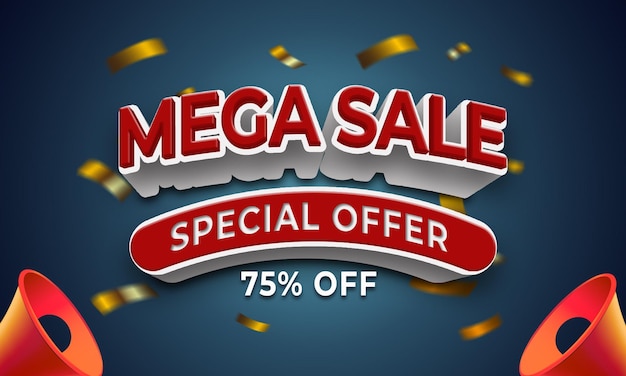 Editable text effect mega sale 3d style