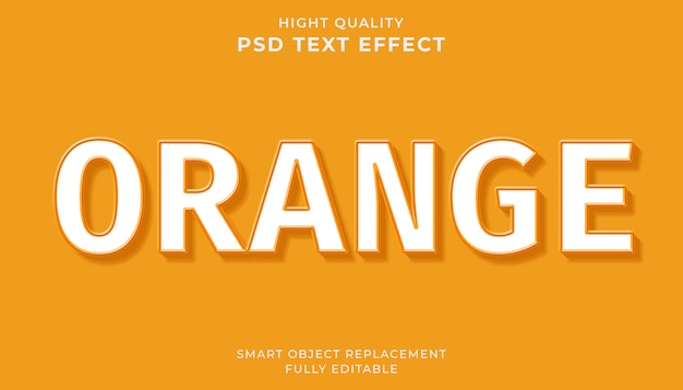 PSD 編集可能なテキスト効果。オレンジ色のテキストスタイル