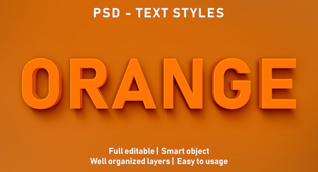 PSD editable text effect orange