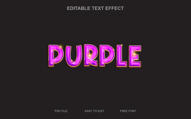 Editable text effect purple style psd