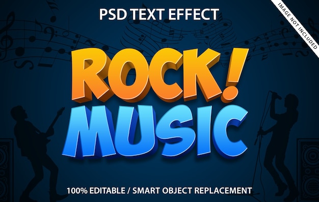 PSD musica rock con effetti di testo modificabile