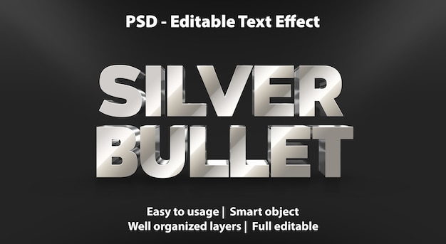 Редактируемый текстовый эффект Silver Bullet