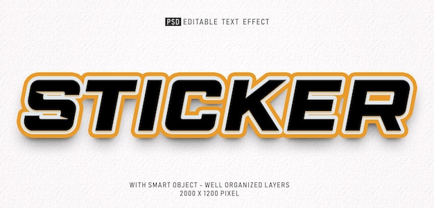 Editable text effect Sticker 3d style