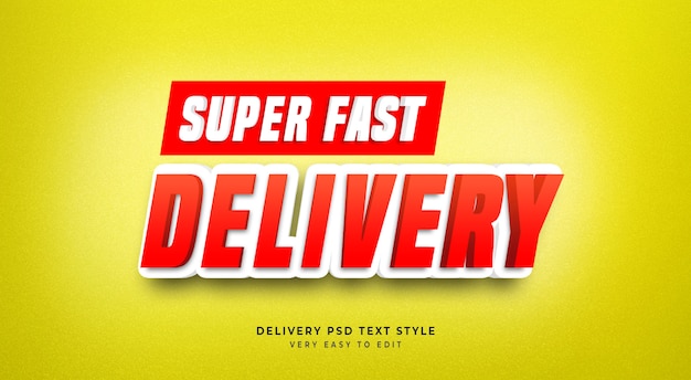 Editable text effect, super fast delivery headline, yellow 3d text style mockup