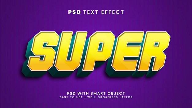 Editable text effect super in modern cartoon style