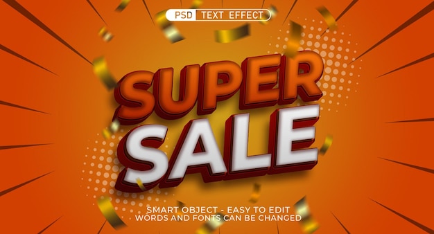 Editable text effect super sale 3d style premium Psd