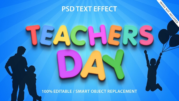 PSD editable text effect teachers day premium