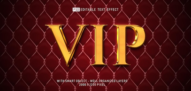 PSD editable text effect vip gold luxury 3d style