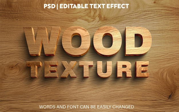 editable text effect wood