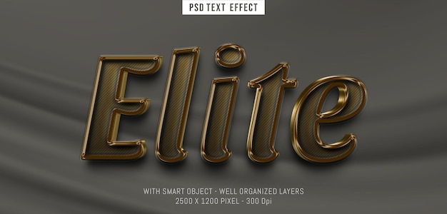 Elite di testo modificabile con effetto stile 3d