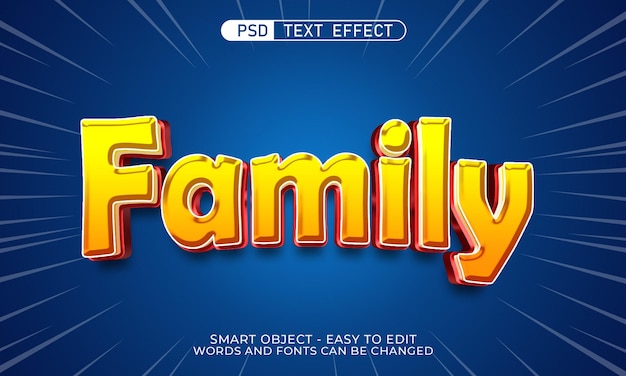 Editable text family with 3d style effect