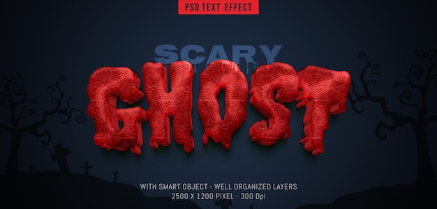 Editable text ghost horror style with 3d effect