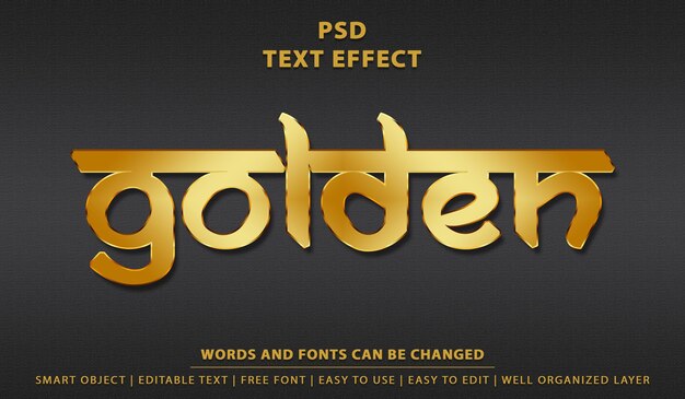 PSD Редактируемый текст золотого цвета со стильным шрифтом