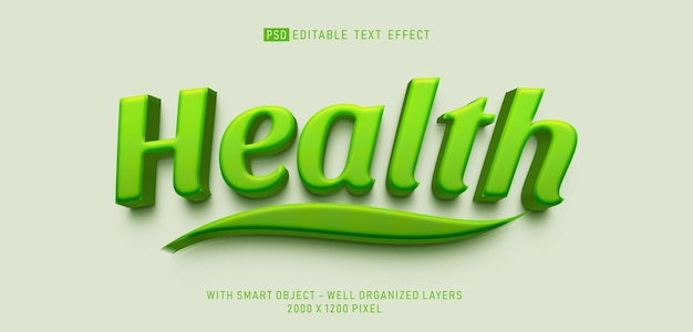 Editable text health style with 3d effect